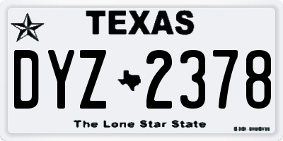 TX license plate DYZ2378