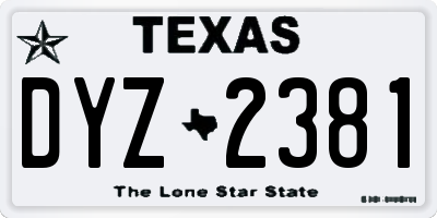 TX license plate DYZ2381