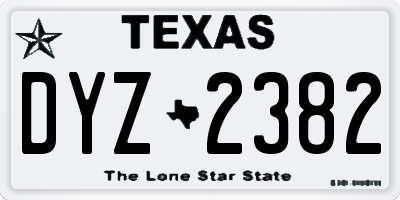 TX license plate DYZ2382