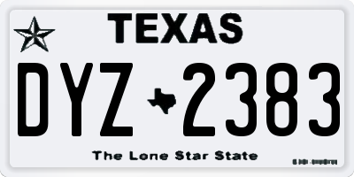 TX license plate DYZ2383
