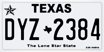 TX license plate DYZ2384