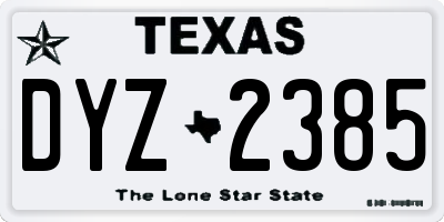 TX license plate DYZ2385