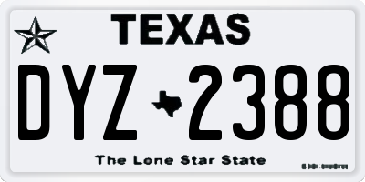 TX license plate DYZ2388