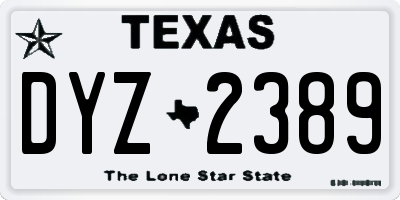 TX license plate DYZ2389