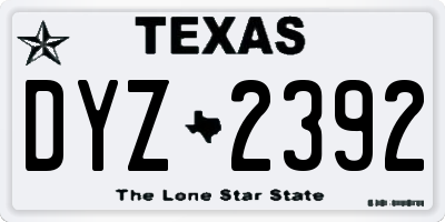 TX license plate DYZ2392