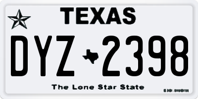 TX license plate DYZ2398