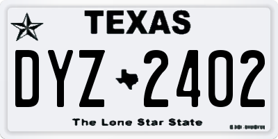 TX license plate DYZ2402