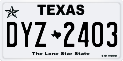TX license plate DYZ2403