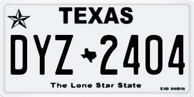 TX license plate DYZ2404