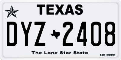 TX license plate DYZ2408