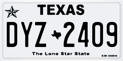 TX license plate DYZ2409