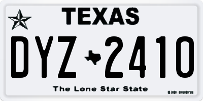 TX license plate DYZ2410