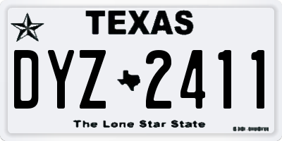 TX license plate DYZ2411