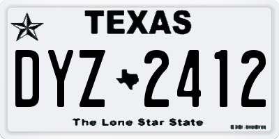 TX license plate DYZ2412