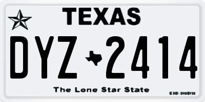 TX license plate DYZ2414