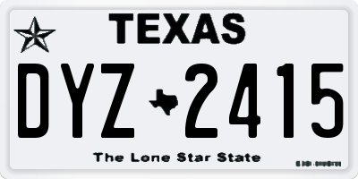 TX license plate DYZ2415
