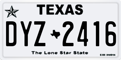 TX license plate DYZ2416