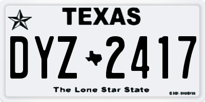 TX license plate DYZ2417