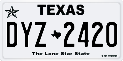 TX license plate DYZ2420