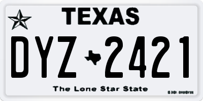 TX license plate DYZ2421