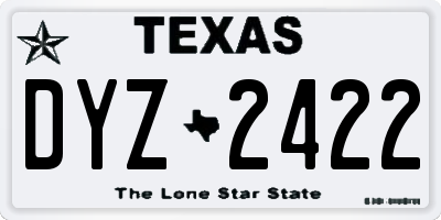 TX license plate DYZ2422
