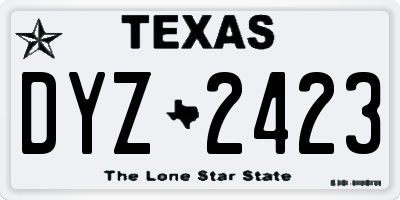TX license plate DYZ2423