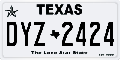 TX license plate DYZ2424