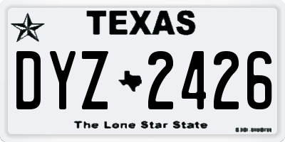 TX license plate DYZ2426
