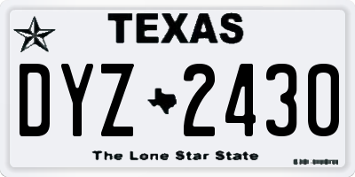 TX license plate DYZ2430