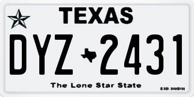 TX license plate DYZ2431