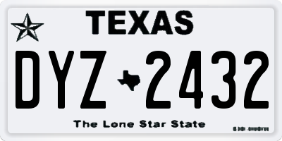 TX license plate DYZ2432