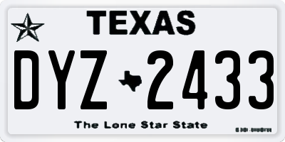 TX license plate DYZ2433