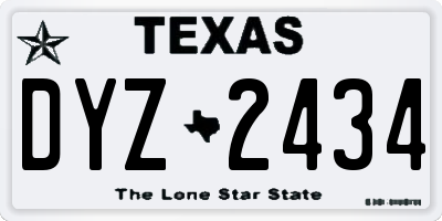 TX license plate DYZ2434