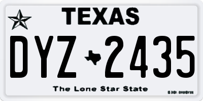 TX license plate DYZ2435