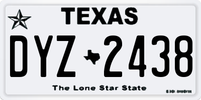 TX license plate DYZ2438