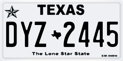 TX license plate DYZ2445