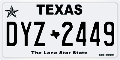 TX license plate DYZ2449