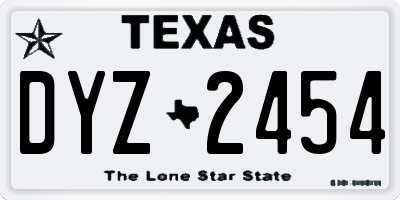 TX license plate DYZ2454