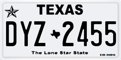 TX license plate DYZ2455