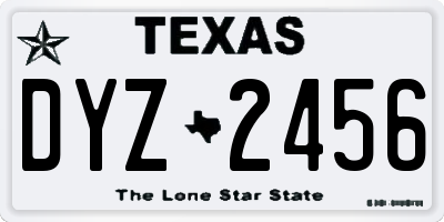TX license plate DYZ2456
