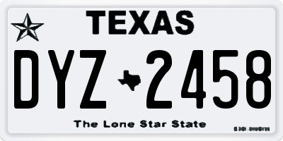 TX license plate DYZ2458