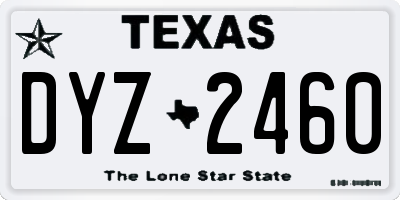 TX license plate DYZ2460