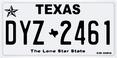 TX license plate DYZ2461
