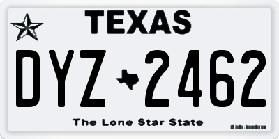 TX license plate DYZ2462