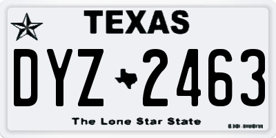 TX license plate DYZ2463