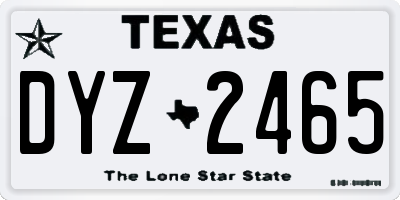 TX license plate DYZ2465