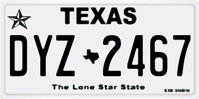 TX license plate DYZ2467