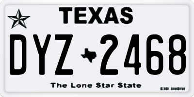 TX license plate DYZ2468