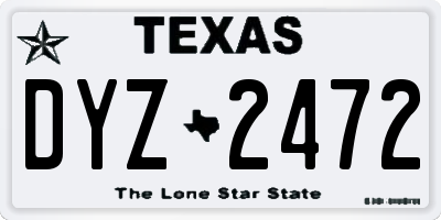 TX license plate DYZ2472