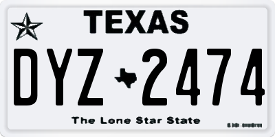 TX license plate DYZ2474